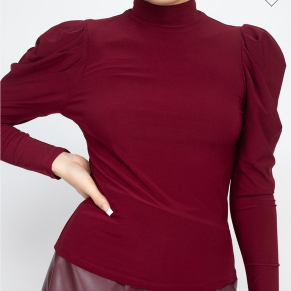 Pleated Mock Neck Top - Picture 3 of 5